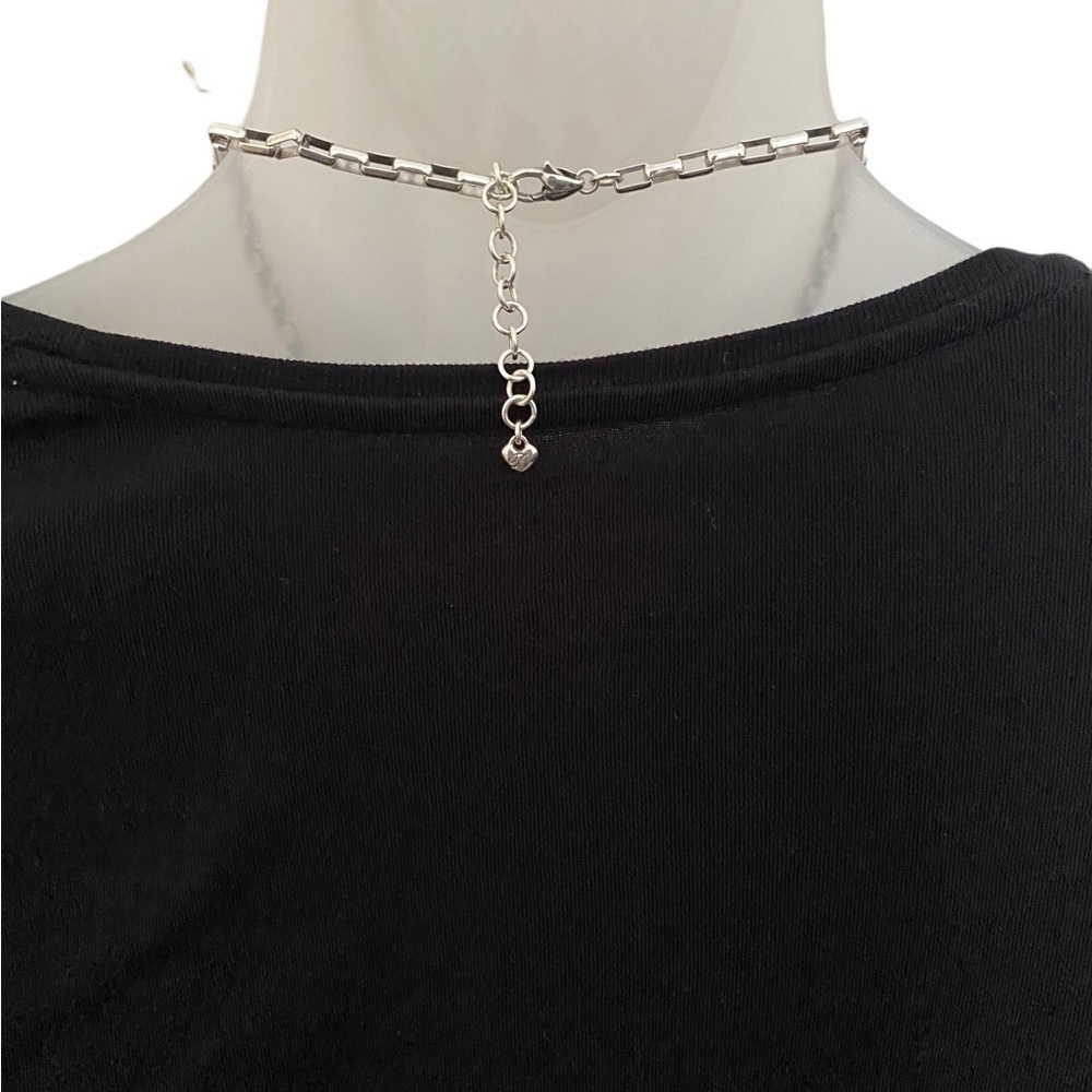 BRIGHTON Two Tone Silver & Gold Heart Necklace on Brown Wood - Gorgeous … - Picture 4 of 8